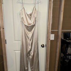 Monique Lhuillier Cream Satin Dress